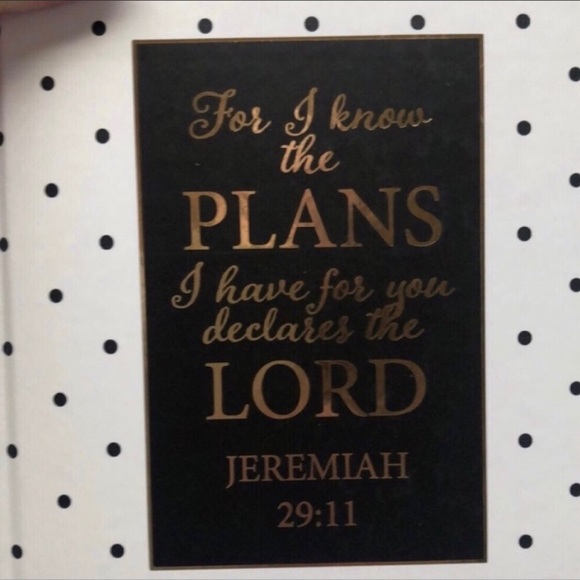 New Journal Hardcover White,Black & Gold Bible Verse Blank Lined Page Book - Picture 4 of 7